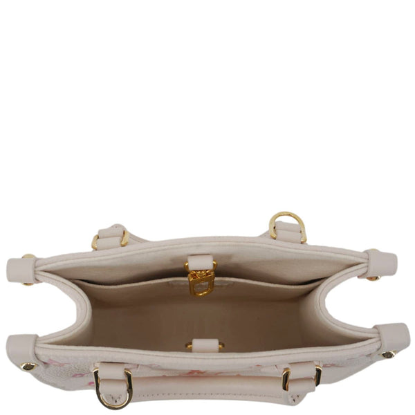 LOUIS VUITTON Onthego BB Giant Monogram Empreinte Leather Tote Shoulder Bag Cream