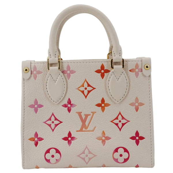 LOUIS VUITTON Onthego BB Giant Monogram Empreinte Leather Tote Shoulder Bag Cream