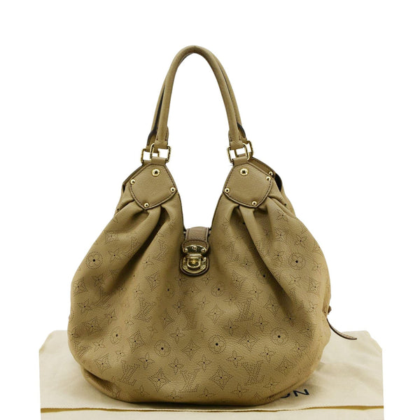 LOUIS VUITTON Solar Large Mahina Leather Beige Hobo Bag front side