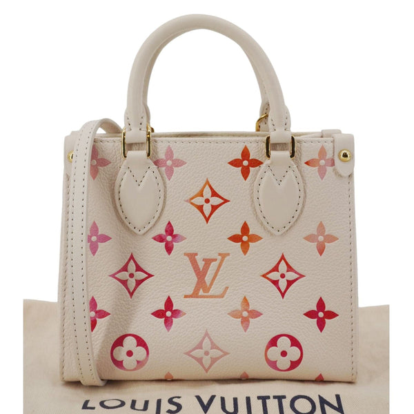 LOUIS VUITTON Onthego BB Giant Monogram Empreinte Leather Tote Shoulder Bag Cream