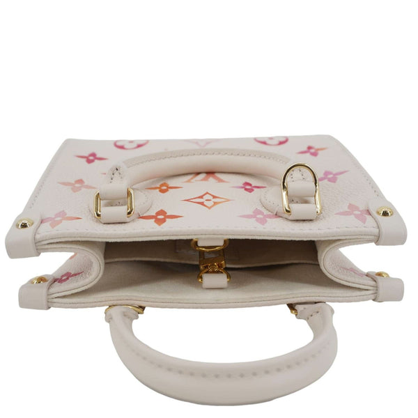 LOUIS VUITTON Onthego BB Giant Monogram Empreinte Leather Tote Shoulder Bag Cream