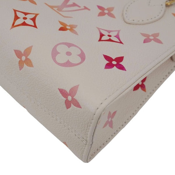 LOUIS VUITTON Onthego BB Giant Monogram Empreinte Leather Tote Shoulder Bag Cream