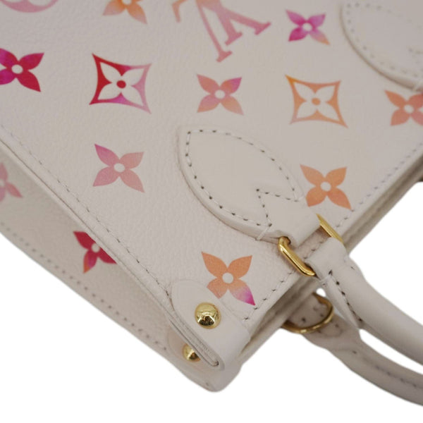 LOUIS VUITTON Onthego BB Giant Monogram Empreinte Leather Tote Shoulder Bag Cream