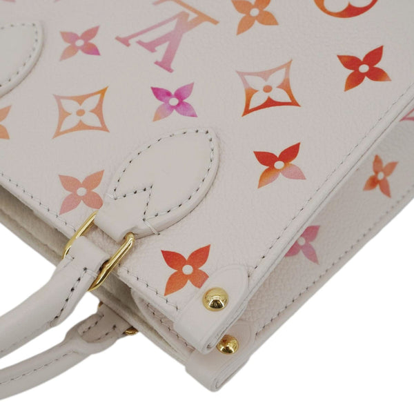 LOUIS VUITTON Onthego BB Giant Monogram Empreinte Leather Tote Shoulder Bag Cream