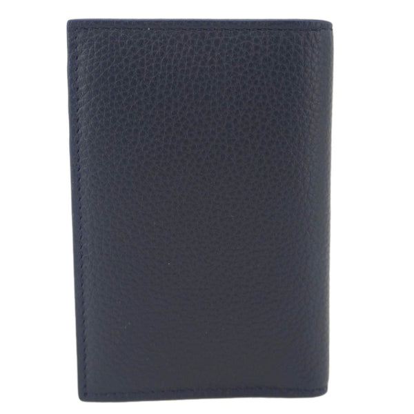 CHRISTIAN DIOR AND KAWS Calfskin Leather Vertical Bifold Card Holder Navy Blue