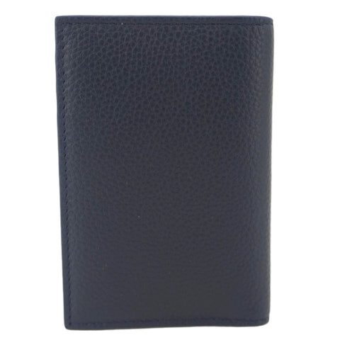 CHRISTIAN DIOR AND KAWS Calfskin Leather Vertical Bifold Card Holder Navy Blue