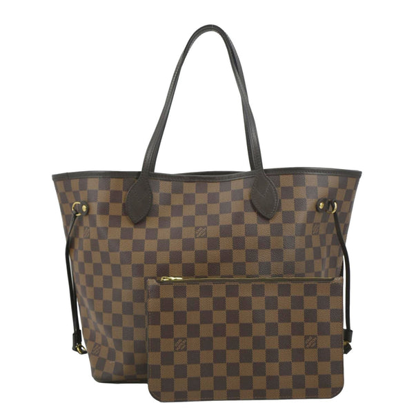 LOUIS VUITTON Shoulder Bag MM Damier Ebene Tote brown with front view