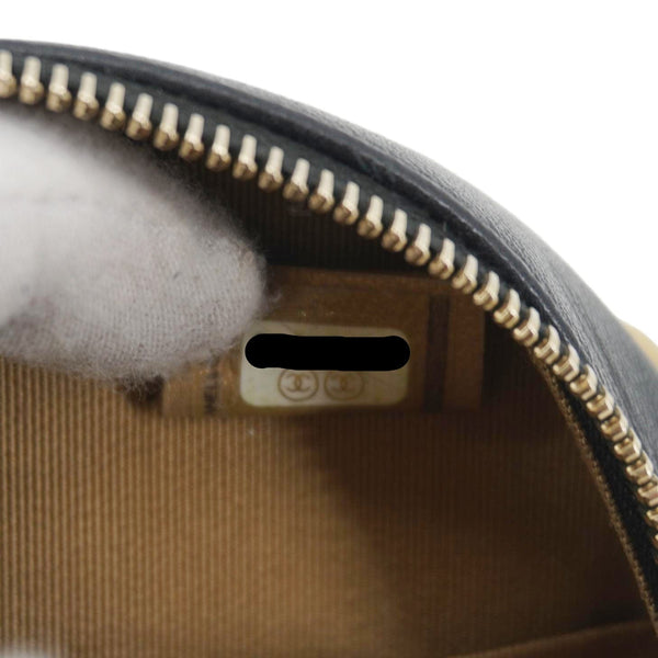 CHANEL Round Chic Pearls Quilted Leather Crossbody Bag Black