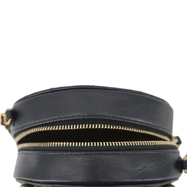 CHANEL Round Chic Pearls Quilted Leather Crossbody Bag Black