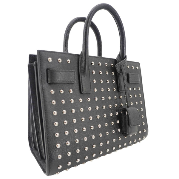 YVES SAINT LAURENT Studded Sac De jour Leather Shoulder Bag Black