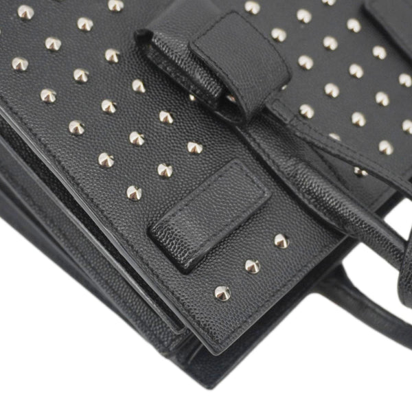 YVES SAINT LAURENT Studded Sac De jour Leather Shoulder Bag Black