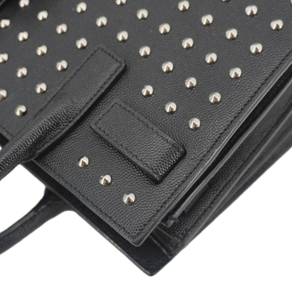 YVES SAINT LAURENT Studded Sac De jour Leather Shoulder Bag Black