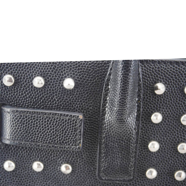 YVES SAINT LAURENT Studded Sac De jour Leather Shoulder Bag Black