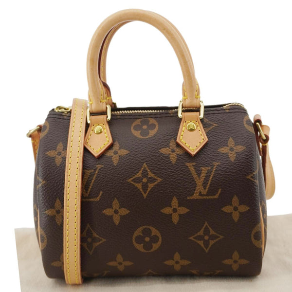 LOUIS VUITTON Nano Speedy Monogram Canvas Crossbody Bag Brown