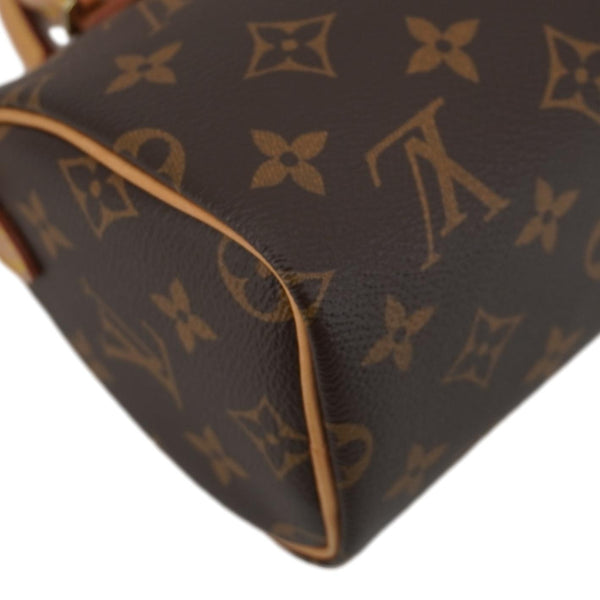 LOUIS VUITTON Nano Speedy Monogram Canvas Crossbody Bag Brown