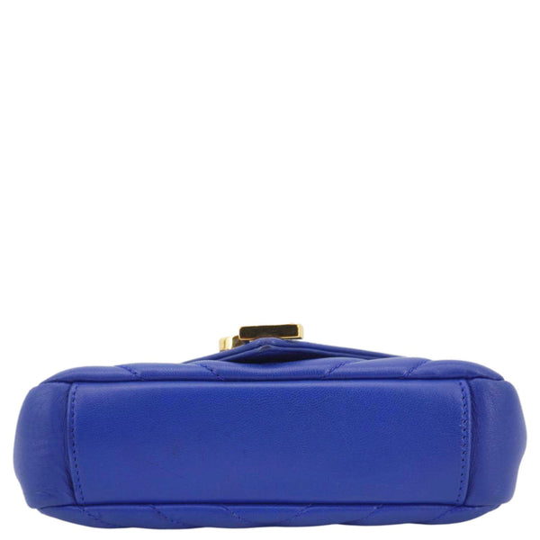 YVES SAINT LAURENT Classic Baby Monogram Chevron Leather Crossbody Bag Blue