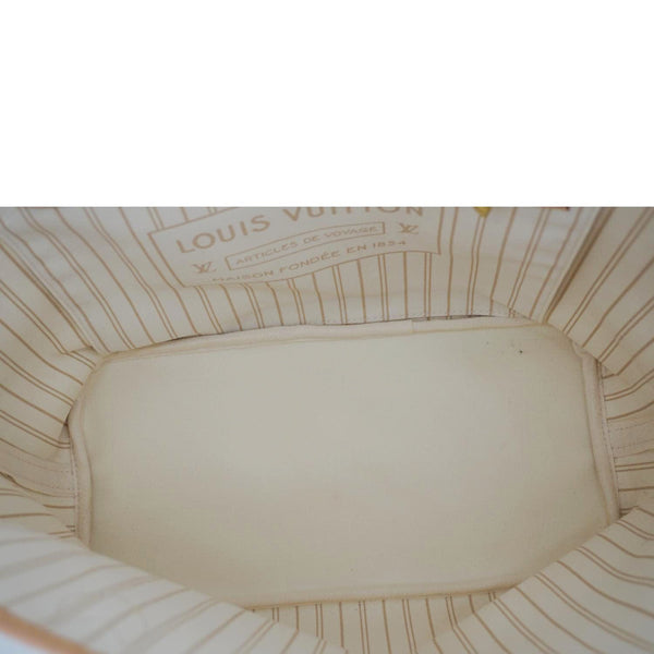 LOUIS VUITTON Neverfull MM Damier Azur Tote Shoulder Bag White