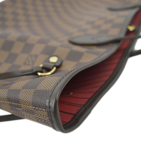 LOUIS VUITTON Shoulder Bag MM Damier Ebene Tote brown with left corner view