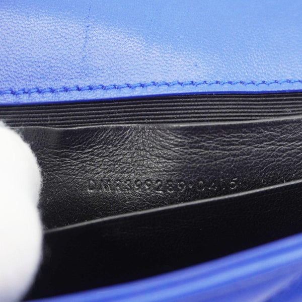 YVES SAINT LAURENT Classic Baby Monogram Chevron Leather Crossbody Bag Blue