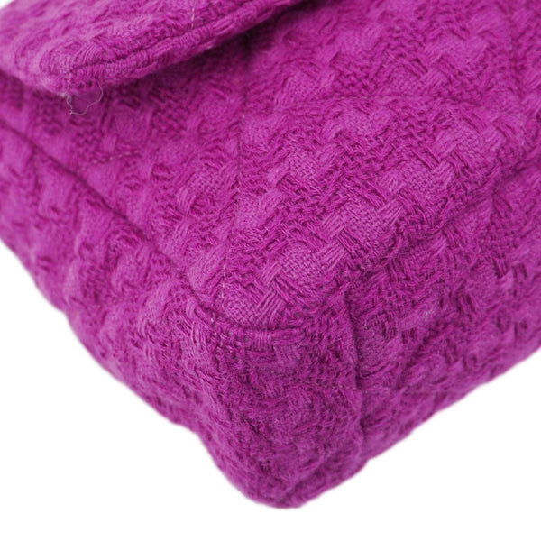 CHANEL 19 Flap Quilted Tweed Shoulder Bag Purple