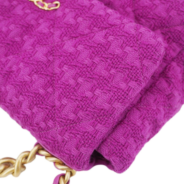 CHANEL 19 Flap Quilted Tweed Shoulder Bag Purple