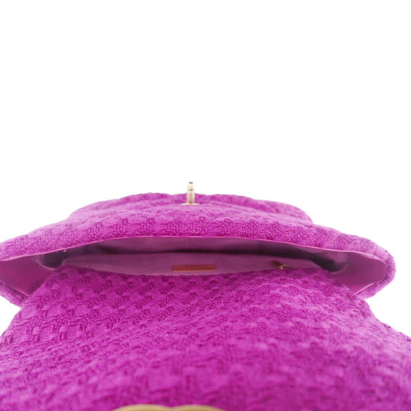 CHANEL 19 Flap Quilted Tweed Shoulder Bag Purple