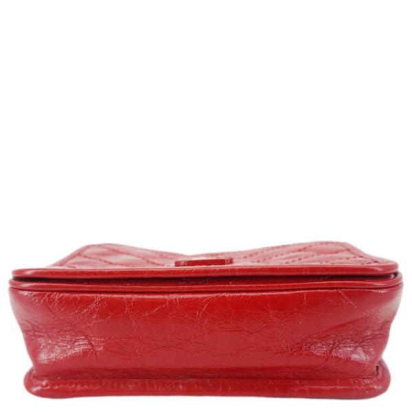 YVES SAINT LAURENT Niki Crinkled Leather Chain Wallet Crossbody Bag Red