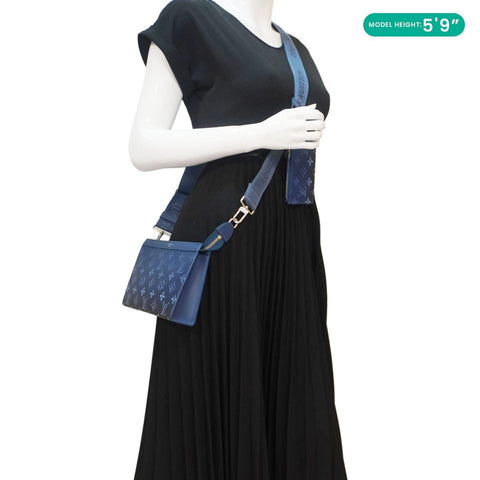 LOUIS VUITTON Gaston Wearable Monogram Canvas Wallet Navy Blue