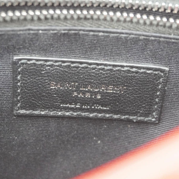 YVES SAINT LAURENT Niki Crinkled Leather Chain Wallet Crossbody Bag Red