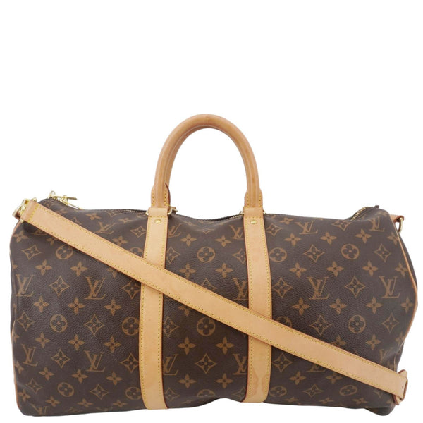 LOUIS VUITTON Keepall 45 Bandouliere Monogram Canvas Travel Bag Brown