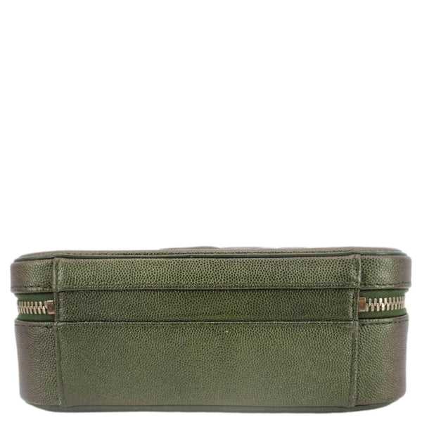 CHANEL Vanity Case Filigree CC Iridescent Quilted Caviar Leather Shoulder Bag Green