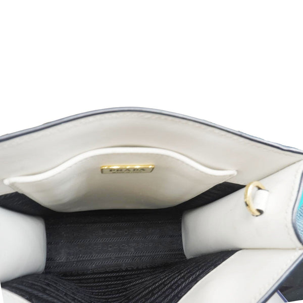 PRADA Saffiano Embossed Leather Crossbody Bag White