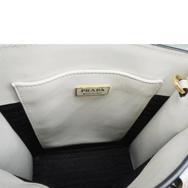 PRADA Saffiano Embossed Leather Crossbody Bag White