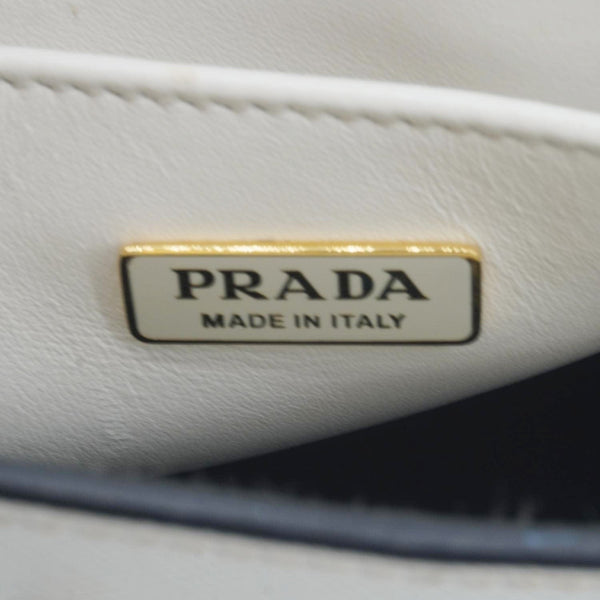 PRADA Saffiano Embossed Leather Crossbody Bag White