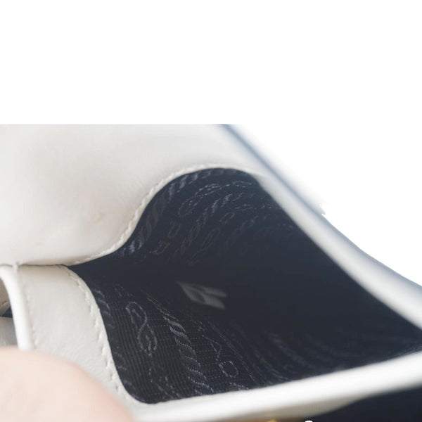 PRADA Saffiano Embossed Leather Crossbody Bag White