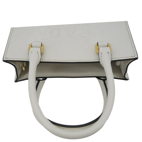 PRADA Saffiano Embossed Leather Crossbody Bag White