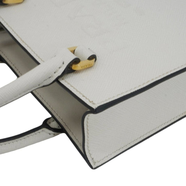 PRADA Saffiano Embossed Leather Crossbody Bag White