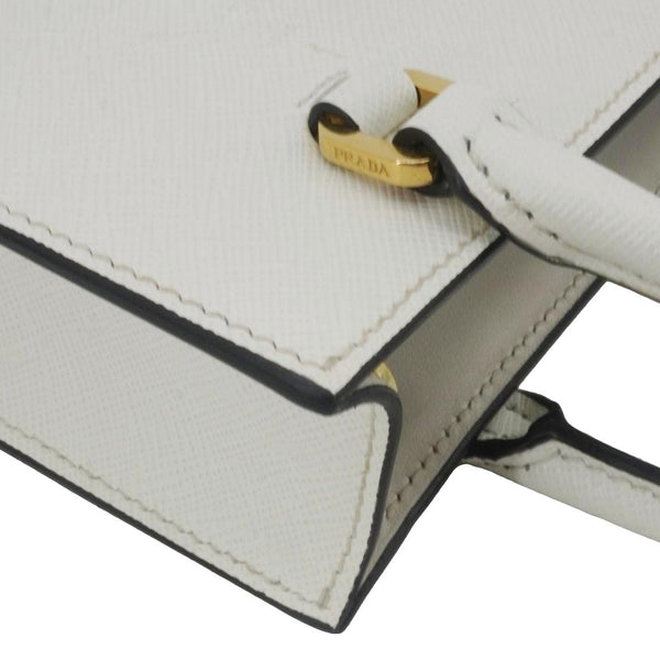PRADA Saffiano Embossed Leather Crossbody Bag White