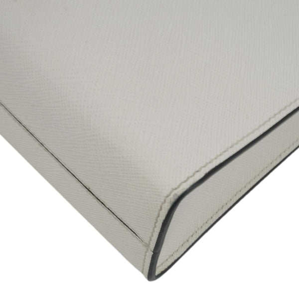 PRADA Saffiano Embossed Leather Crossbody Bag White