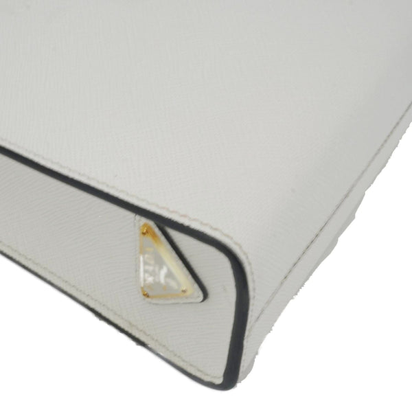 PRADA Saffiano Embossed Leather Crossbody Bag White