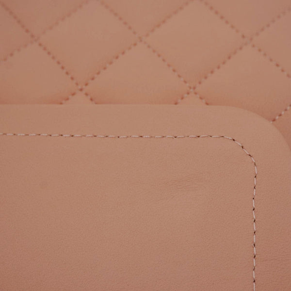 CHANEL Classic Double Flap Quilted Leather Crossbody Bag Peach