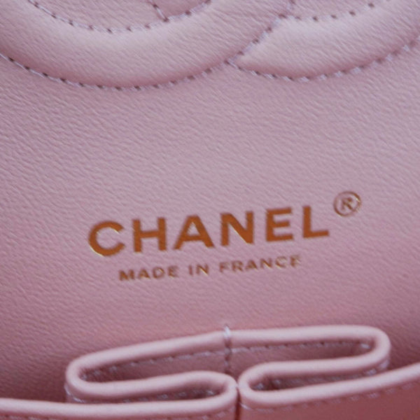 CHANEL Classic Double Flap Quilted Leather Crossbody Bag Peach