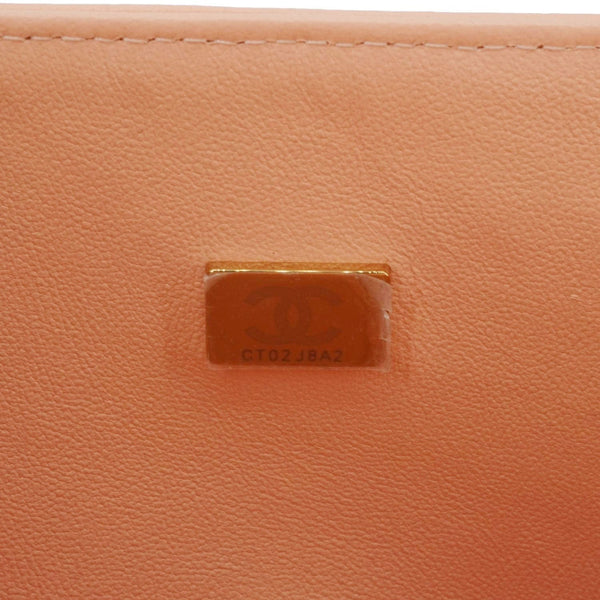 CHANEL Classic Double Flap Quilted Leather Crossbody Bag Peach