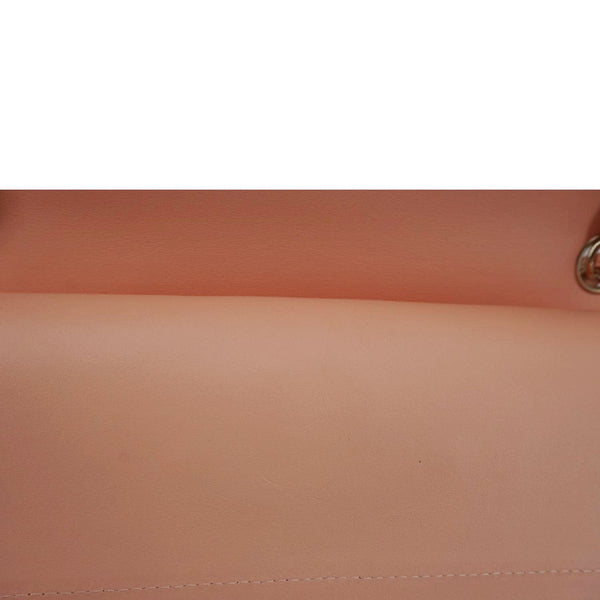 CHANEL Classic Double Flap Quilted Leather Crossbody Bag Peach