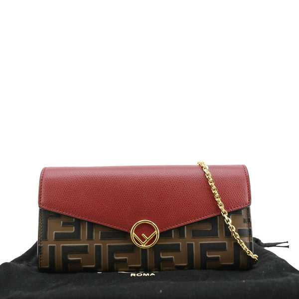 Fendi Vitello Cruise F Is Fendi Leather Red Chain Wallet front side