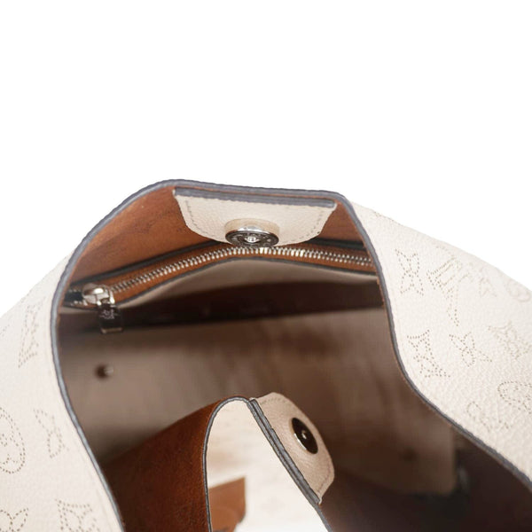 LOUIS VUITTON Carmel Mahina Leather Hobo Bag Cream