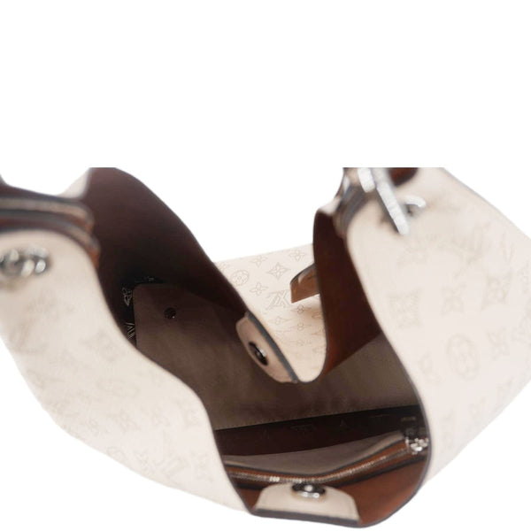 LOUIS VUITTON Carmel Mahina Leather Hobo Bag Cream