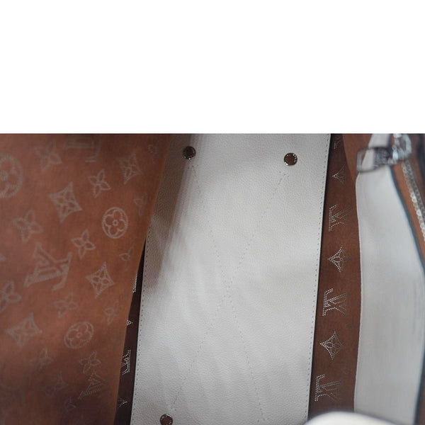 LOUIS VUITTON Carmel Mahina Leather Hobo Bag Cream