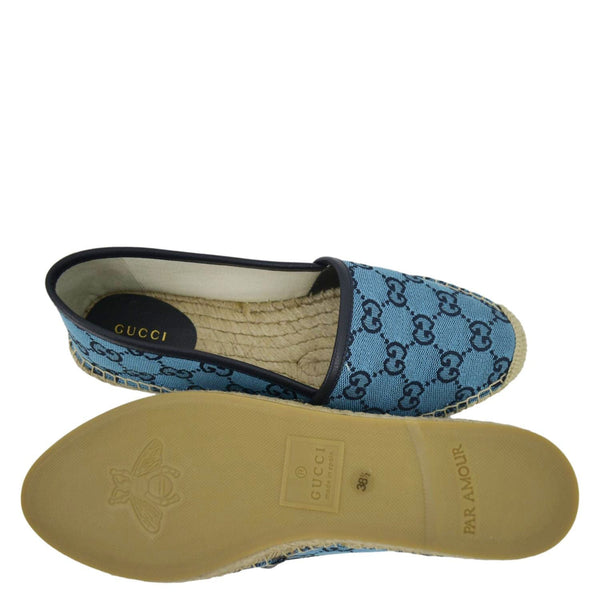 GUCCI Spanish Shoes GG Canvas Blue Size 38.5 with upper and lower side view