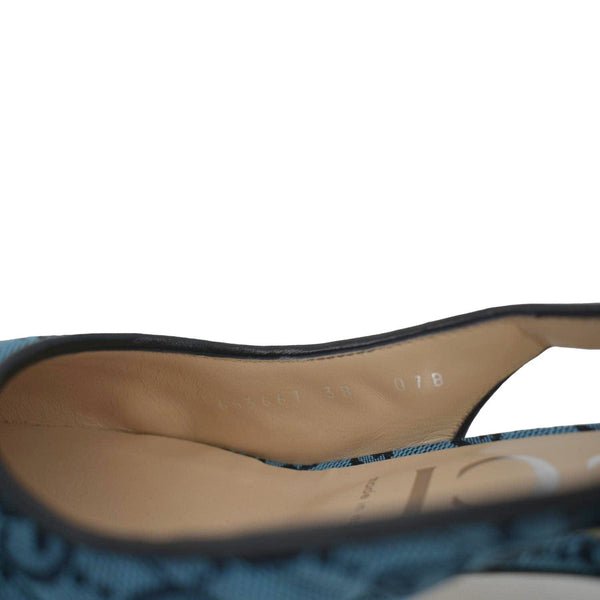 GUCCI Slingback Pumps Italian GG Canvas shoes in Blue with code view
